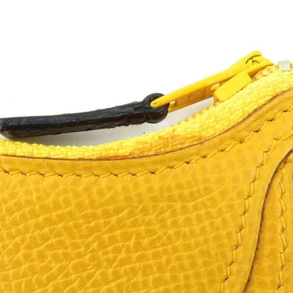 Authentic HERMES Fruit Motif Banana Coin Case Coin Purse Yellow Leather - Picture 2 of 11